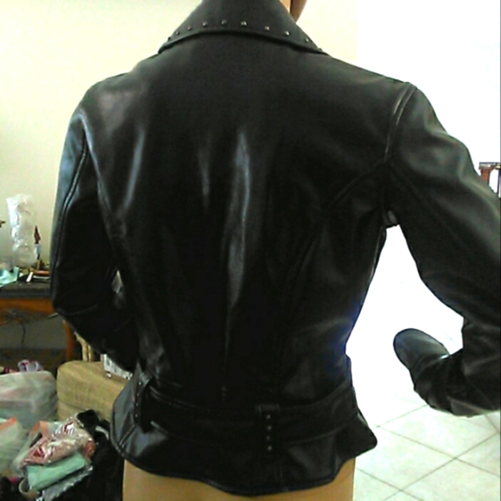 BNWOT LL COOL J. Black FAUX Leather Motorcycle Jacket W Asymmetrical ZIP BAD ASS - Picture 6 of 13